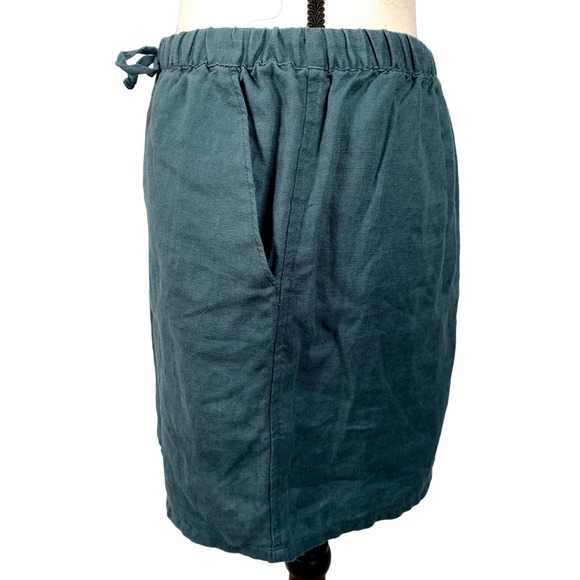 Garnet Hill 100% Linen Green Mini Skirt with pockets Sz XS‎ - Picture 4 of 6